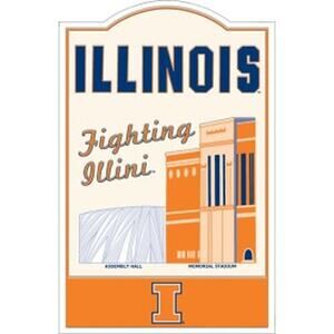 NCAA Illinois Retro Tin Sign Big Ten New Riddell Wall Bar Mancave Last One!!
